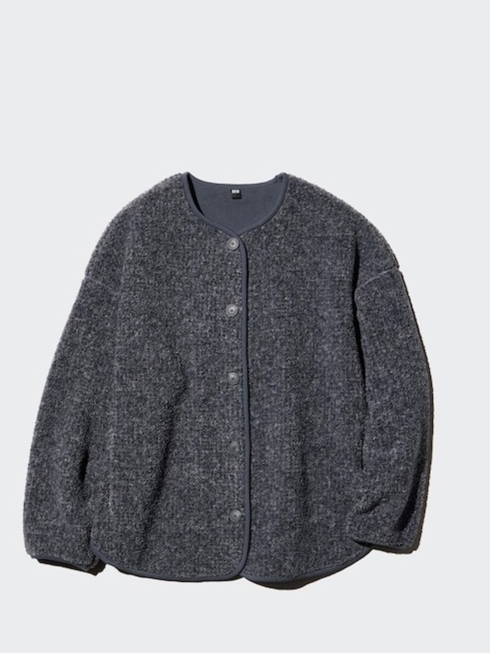 Uniqlo Pile Lined Fleece Cardigan Relaxed Dark Grey Size Medium